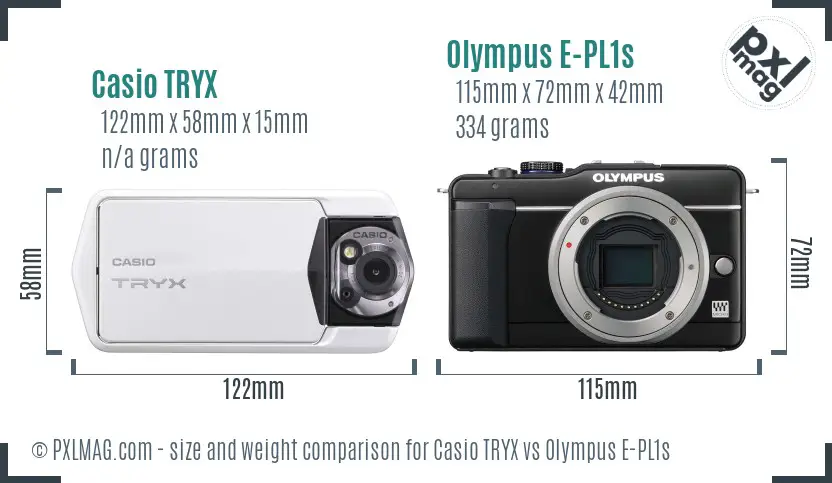 Casio TRYX vs Olympus E-PL1s size comparison