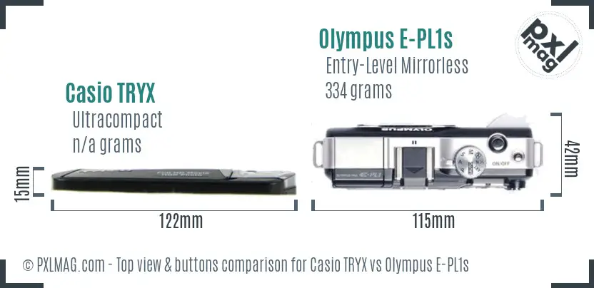 Casio TRYX vs Olympus E-PL1s top view buttons comparison