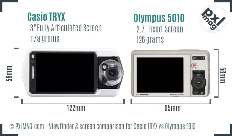 Casio TRYX vs Olympus 5010 Screen and Viewfinder comparison