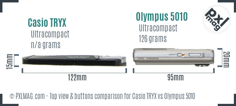 Casio TRYX vs Olympus 5010 top view buttons comparison