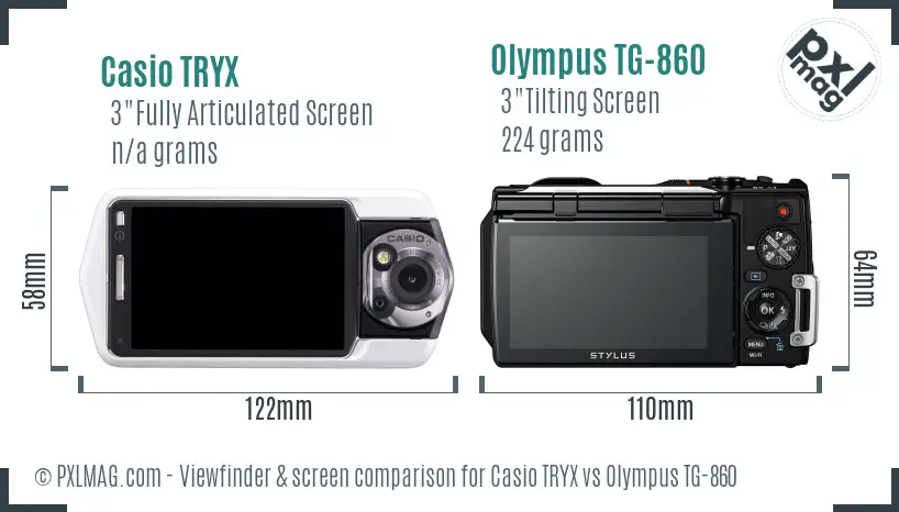 Casio TRYX vs Olympus TG-860 Screen and Viewfinder comparison