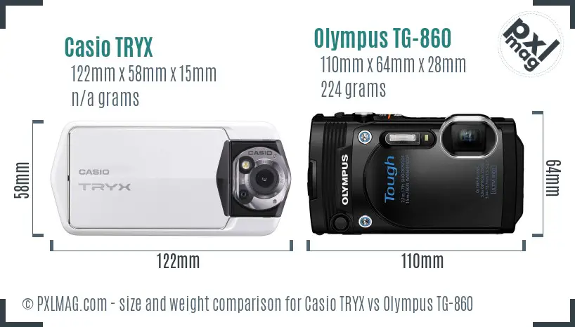 Casio TRYX vs Olympus TG-860 size comparison Casio TRYX vs Olympus TG-860 size comparison