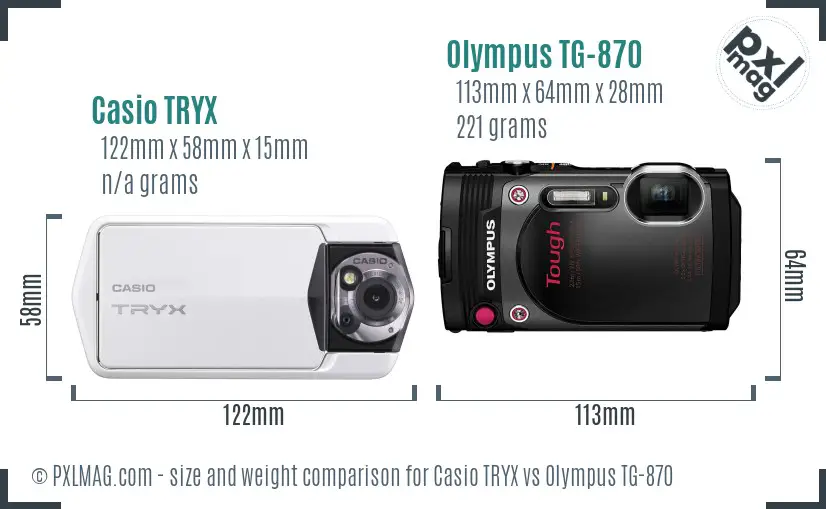 Casio TRYX vs Olympus TG-870 size comparison