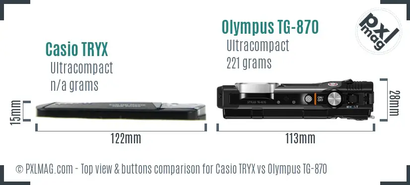 Casio TRYX vs Olympus TG-870 top view buttons comparison