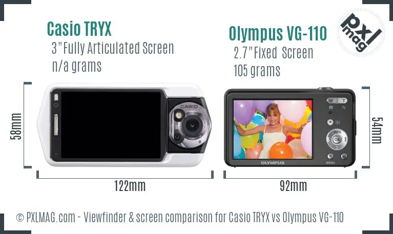 Casio TRYX vs Olympus VG-110 Screen and Viewfinder comparison