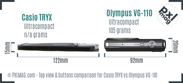 Casio TRYX vs Olympus VG-110 top view buttons comparison