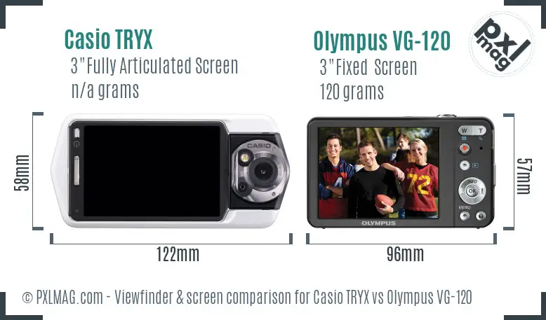 Casio TRYX vs Olympus VG-120 Screen and Viewfinder comparison