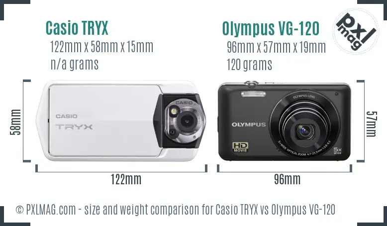 Casio TRYX vs Olympus VG-120 size comparison