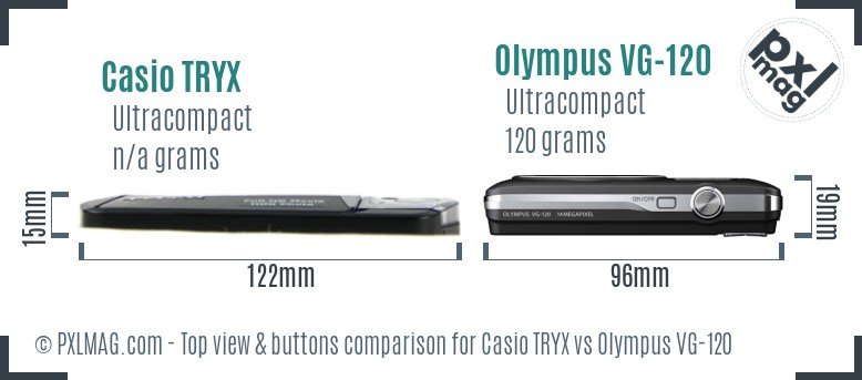 Casio TRYX vs Olympus VG-120 top view buttons comparison