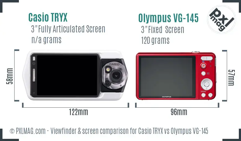 Casio TRYX vs Olympus VG-145 Screen and Viewfinder comparison