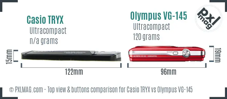 Casio TRYX vs Olympus VG-145 top view buttons comparison