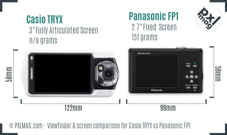 Casio TRYX vs Panasonic FP1 Screen and Viewfinder comparison