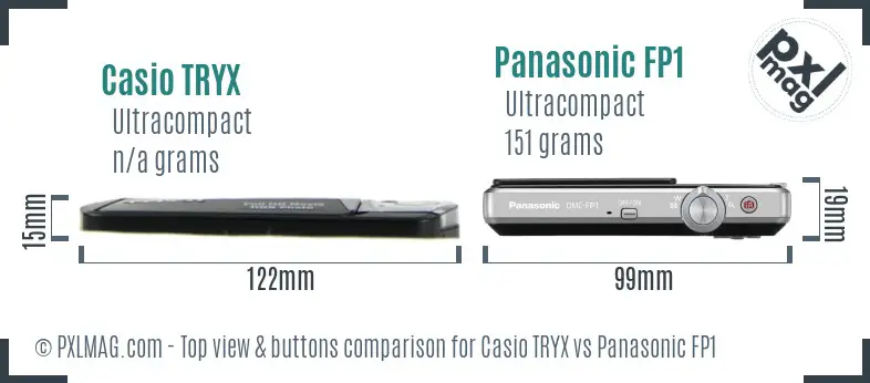 Casio TRYX vs Panasonic FP1 top view buttons comparison