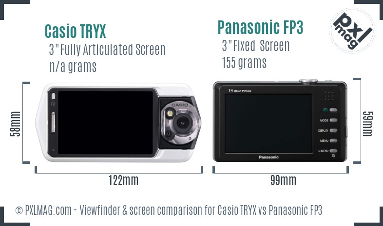 Casio TRYX vs Panasonic FP3 Screen and Viewfinder comparison