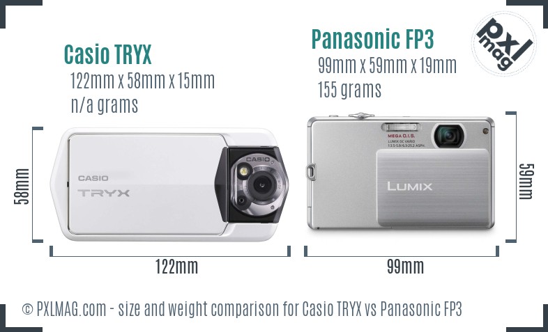 Casio TRYX vs Panasonic FP3 size comparison
