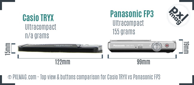 Casio TRYX vs Panasonic FP3 top view buttons comparison