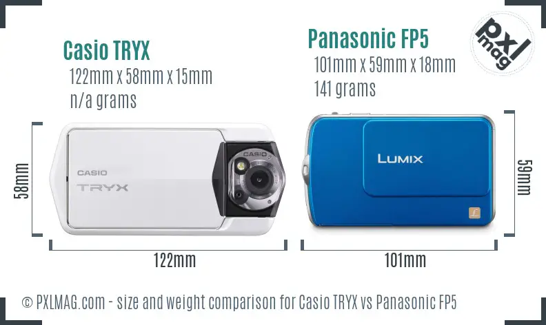 Casio TRYX vs Panasonic FP5 size comparison