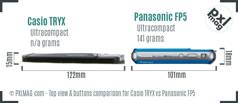 Casio TRYX vs Panasonic FP5 top view buttons comparison