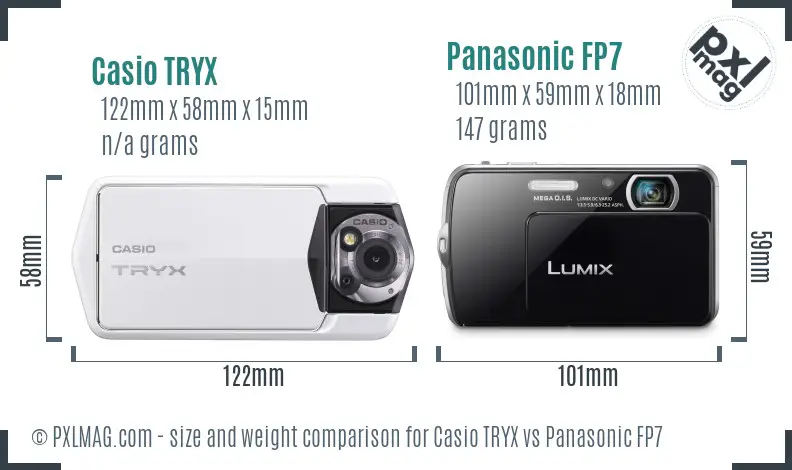 Casio TRYX vs Panasonic FP7 size comparison