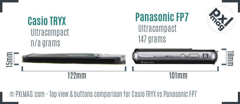 Casio TRYX vs Panasonic FP7 top view buttons comparison