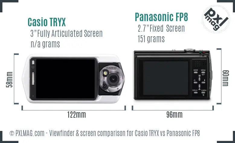 Casio TRYX vs Panasonic FP8 Screen and Viewfinder comparison