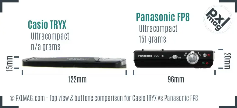 Casio TRYX vs Panasonic FP8 top view buttons comparison