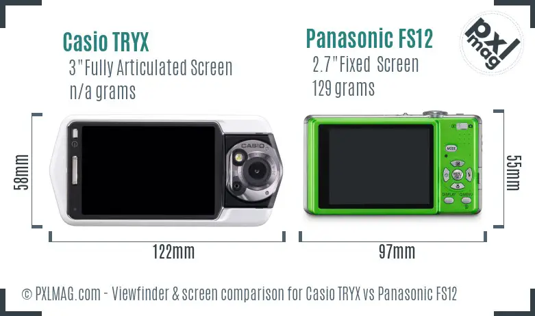 Casio TRYX vs Panasonic FS12 Screen and Viewfinder comparison