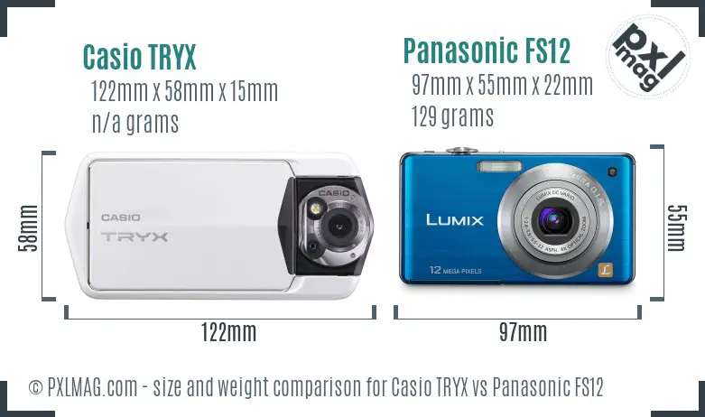 Casio TRYX vs Panasonic FS12 size comparison