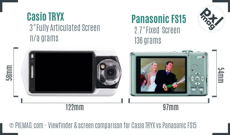 Casio TRYX vs Panasonic FS15 Screen and Viewfinder comparison