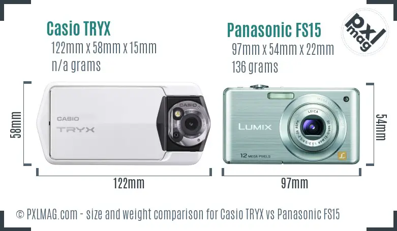 Casio TRYX vs Panasonic FS15 size comparison