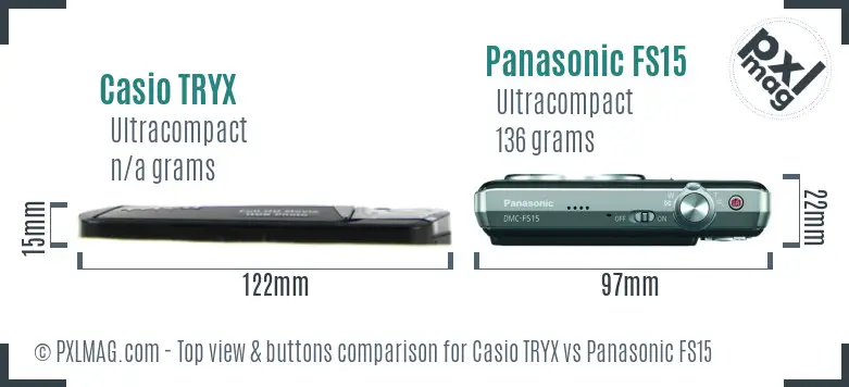 Casio TRYX vs Panasonic FS15 top view buttons comparison