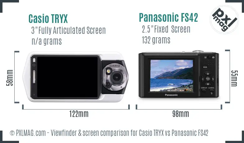 Casio TRYX vs Panasonic FS42 Screen and Viewfinder comparison