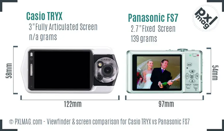 Casio TRYX vs Panasonic FS7 Screen and Viewfinder comparison