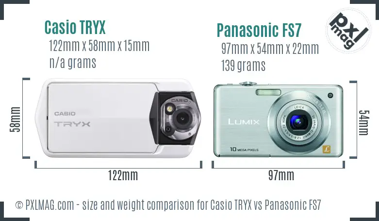 Casio TRYX vs Panasonic FS7 size comparison