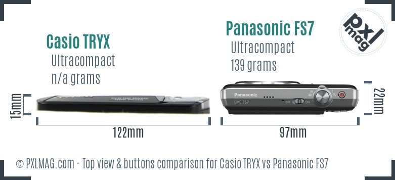 Casio TRYX vs Panasonic FS7 top view buttons comparison