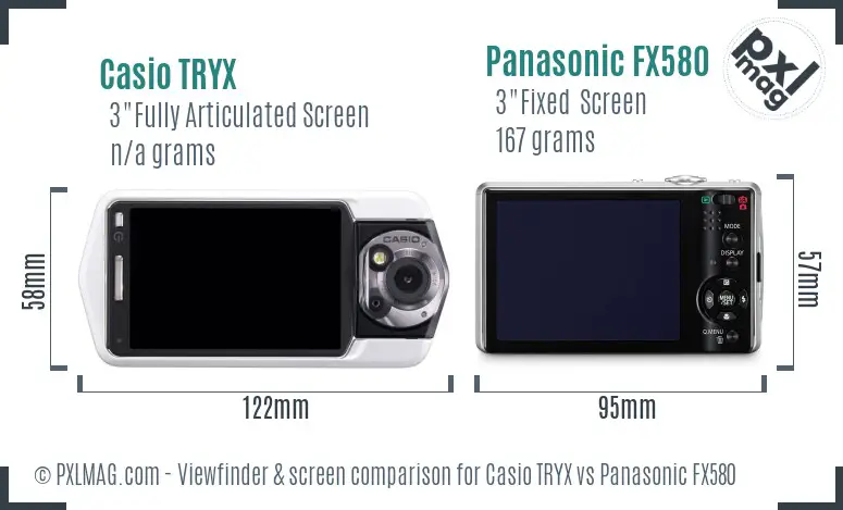Casio TRYX vs Panasonic FX580 Screen and Viewfinder comparison