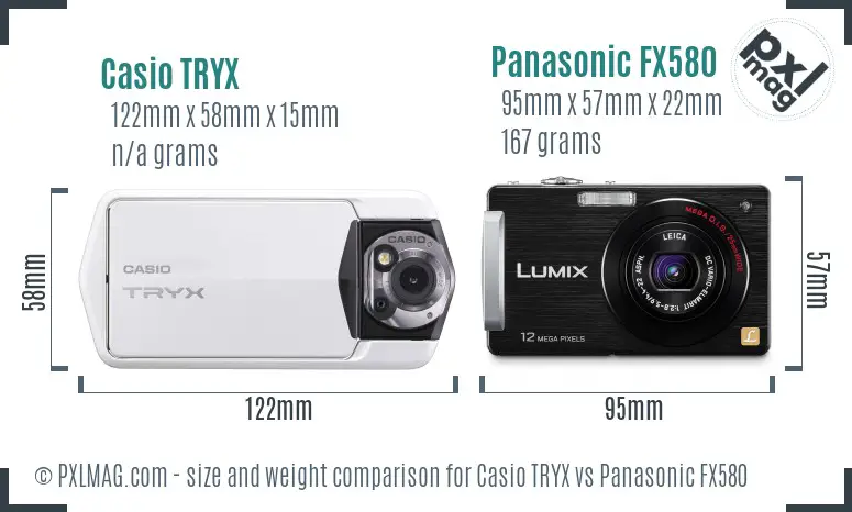 Casio TRYX vs Panasonic FX580 size comparison