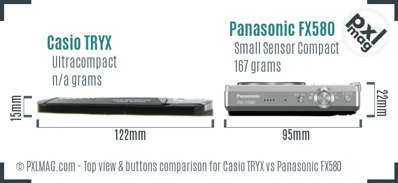Casio TRYX vs Panasonic FX580 top view buttons comparison
