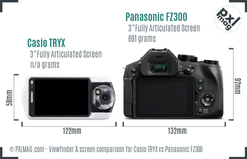 Casio TRYX vs Panasonic FZ300 Screen and Viewfinder comparison