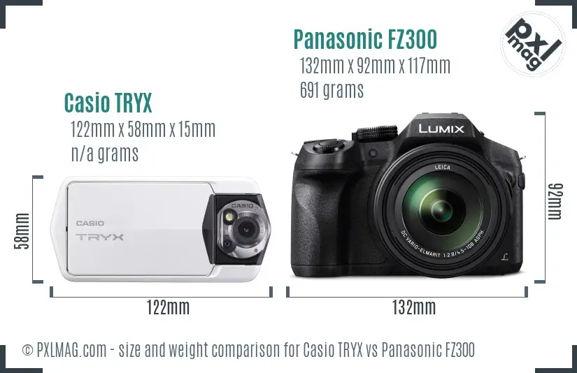 Casio TRYX vs Panasonic FZ300 size comparison