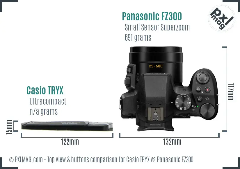 Casio TRYX vs Panasonic FZ300 top view buttons comparison