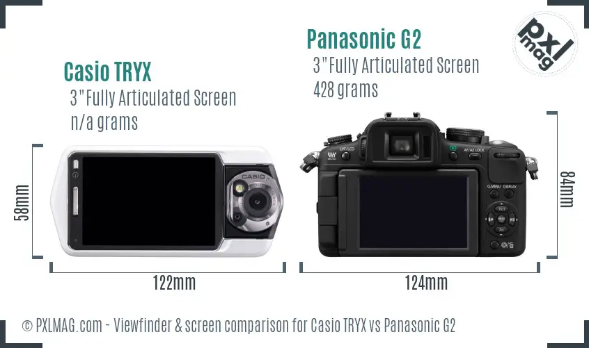 Casio TRYX vs Panasonic G2 Screen and Viewfinder comparison