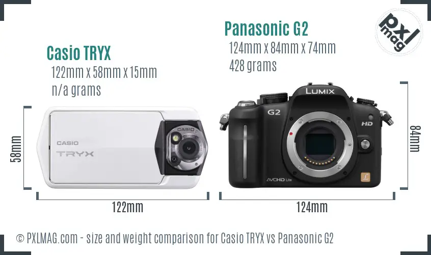 Casio TRYX vs Panasonic G2 size comparison