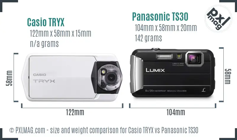Casio TRYX vs Panasonic TS30 size comparison
