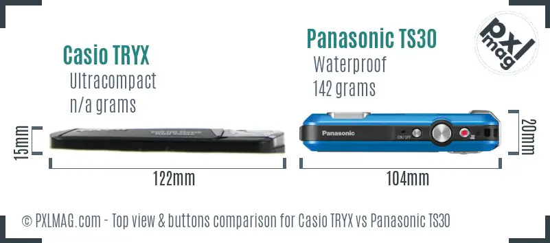 Casio TRYX vs Panasonic TS30 top view buttons comparison