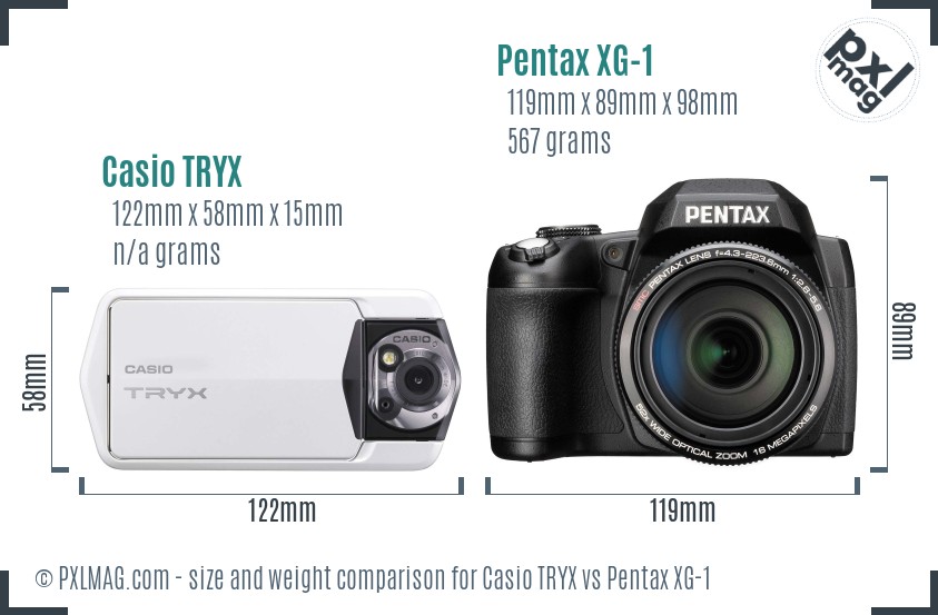 Casio TRYX vs Pentax XG-1 size comparison Casio TRYX vs Pentax XG-1 size comparison