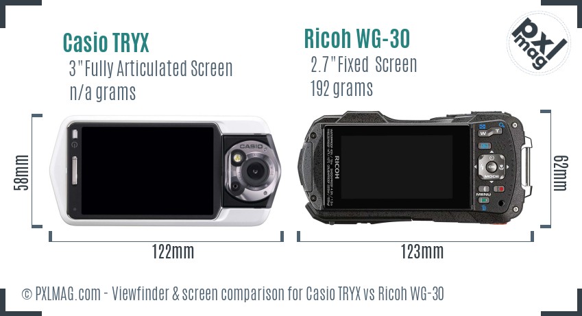 Casio TRYX vs Ricoh WG-30 Screen and Viewfinder comparison