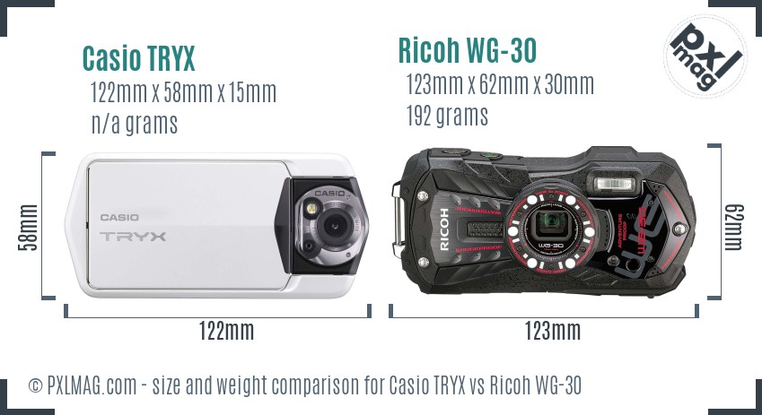 Casio TRYX vs Ricoh WG-30 size comparison Casio TRYX vs Ricoh WG-30 size comparison