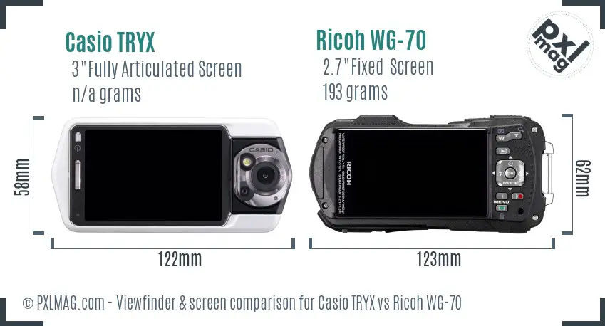 Casio TRYX vs Ricoh WG-70 Screen and Viewfinder comparison Casio TRYX vs Ricoh WG-70 Screen and Viewfinder comparison