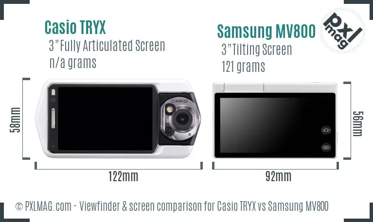 Casio TRYX vs Samsung MV800 Screen and Viewfinder comparison Casio TRYX vs Samsung MV800 Screen and Viewfinder comparison